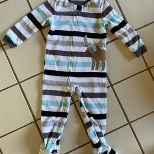 Carters One Piece with Moose and Stripes Footie